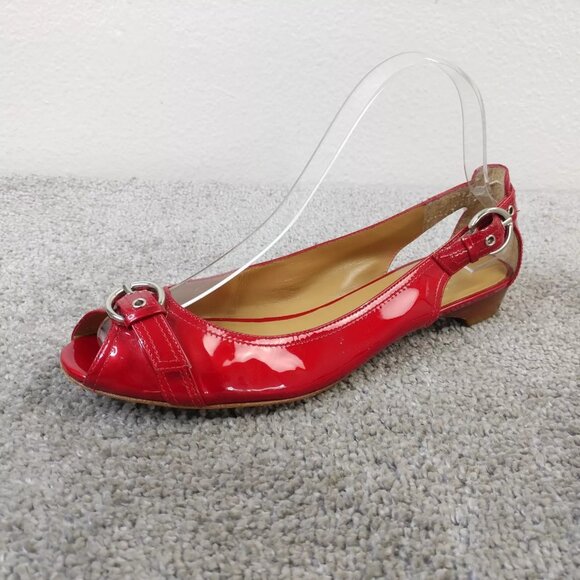 Stuart Weitzman Patent Leather Pumps Womens 7.5 Shoes Heels Red - Picture 1 of 8